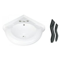 Renovators Supply Portsmouth Small Corner Sink - Modern Wall Mount Vessel Sink with Overflow, Bracket and Backsplash - Heavy-Duty Ceramic Floating Sink - Grade A, Porcelain Scratch and Stain Resistant