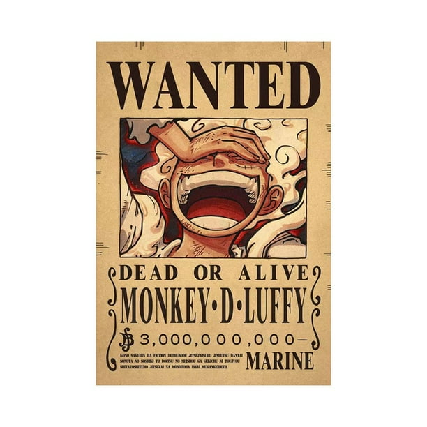 Póster one piece wanted poster luffy gear 5 nika Papel kraft