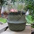 thumbnail image 6 of Anvazise Folding Straw Wicker Storage Basket Handle Garden Flower Pot Planter Laundry Bag Black XL, 6 of 13