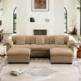 thumbnail image 5 of Tan Velvet With Soft And Storage, 3 U Shaped Sectional Extra Large Seat Ottomans Cushions, Storage Seats, 5 of 5