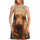 thumbnail image 1 of Fotbe Cute Floral Cow Vestido de Verano sin Mangas para Mujer – Vestido Midi Línea A, Estilo Camiseta Floral, Vestido Playero Casual y Fluido, 1 of 7