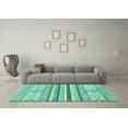 thumbnail image 3 of Ahgly Company Indoor Round Abstract Turquoise Blue Modern Area Rugs, 6' Round, 3 of 4