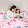 thumbnail image 4 of Feelyou Princess Ribbon Bow Twin Bedding Sets 7pcs, Pink Donut Initial H Comforter Set, 4 of 8