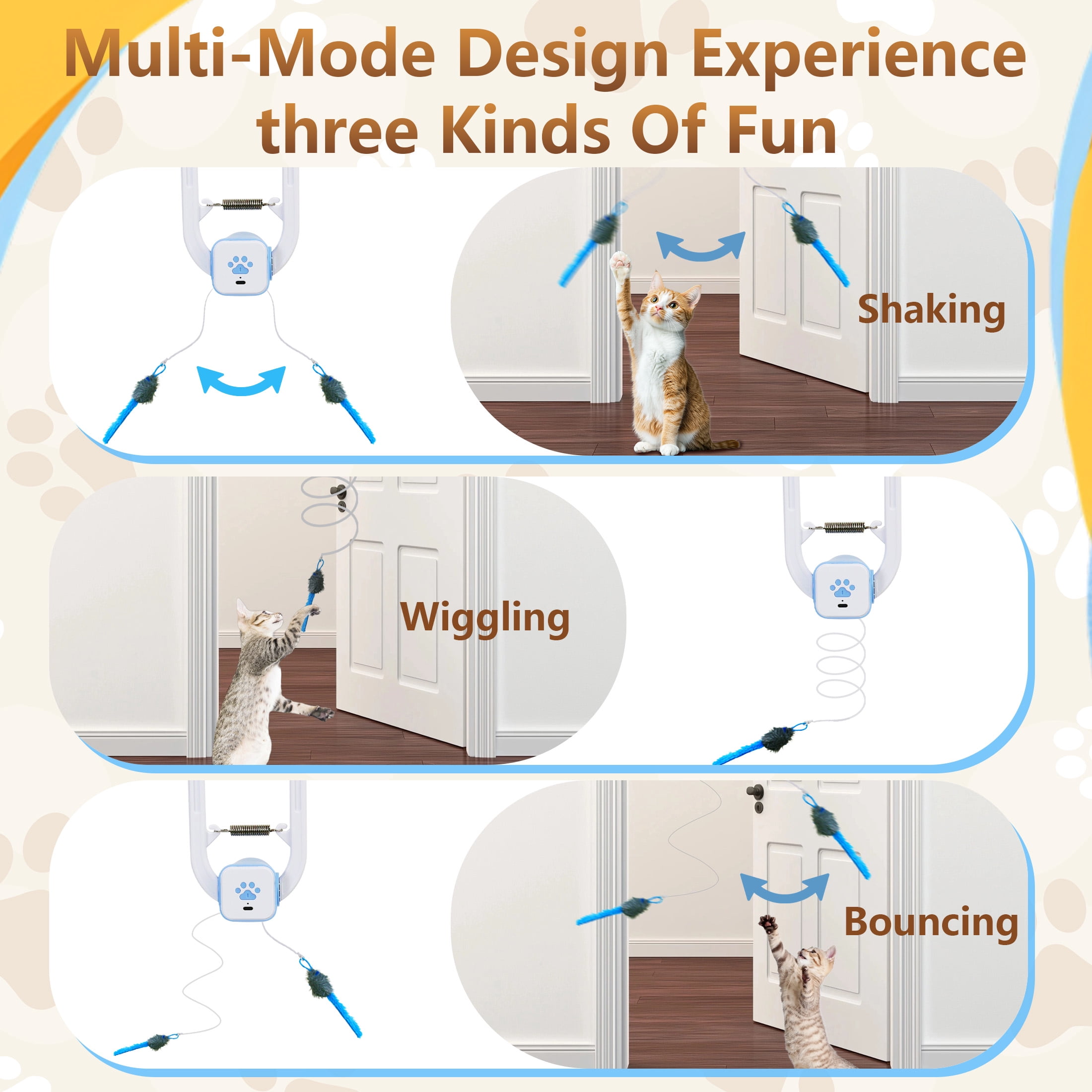YESGIRL Interactive Cat Toys for Indoor Cats，2 Smart Auto Motion Modes (360° Spin & Irregular Jumping) with Remote，Rechargeable Electric Cat Teaser for Cats and Kittens, Blue