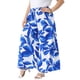thumbnail image 4 of Pantalones Palazzo de Pierna Ancha Floral de Talla Grande para Mujer Agnes Orinda, Cintura Alta Elástica, Casual, Largos, de Verano, 2X, Azul, 4 of 6
