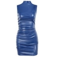 thumbnail image 2 of Vestido sin mangas de cuero sintético para mujer: ajustado a las caderas, sexy para fiesta, tejido elástico, tallas S-L (busto/cintura/cadera/largo), 2 of 7
