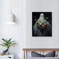 thumbnail image 3 of JRXY Halloween Ghost Canvas Wall Art Funny Cute Ghosts Holding Flower Poster Dark Academia Spooky Room Decor Aesthetic Gothic Art Print Painting 16x20in 12x16 in, 3 of 4