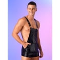 thumbnail image 5 of inlzdz Men's Metallic Shorts Dungarees Suspender Bib Overall Spandex Leotard Romper Bodysuit Black XL, 5 of 7