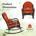 thumbnail image 3 of Costway 2PCS Patio Wicker Rocking Chair W/Seat Back Cushions & Lumbar Pillow Balcony Orange, 3 of 8