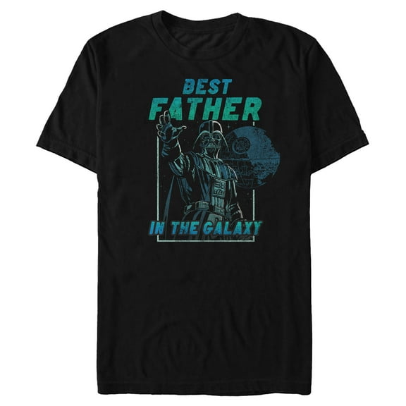 Men's Star Wars Darth Vader and Death Star Best Father in the Galaxy Graphic Tee Black Large