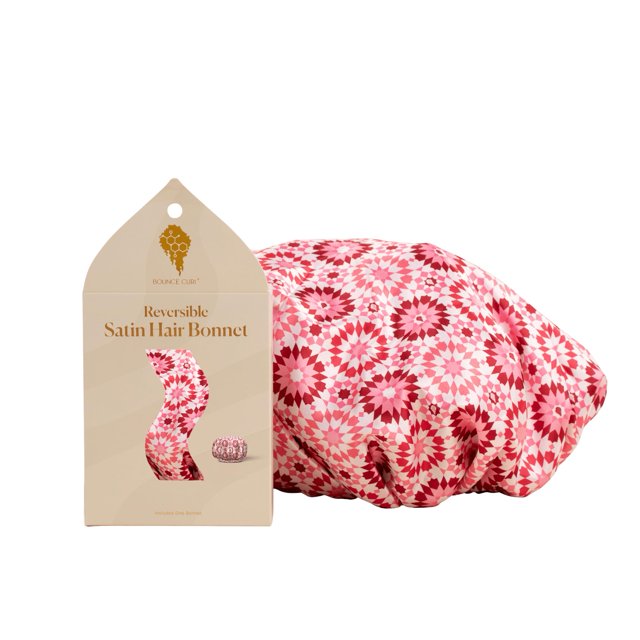 Gorro de satén reversible y ajustable Bounce Curl rosa
