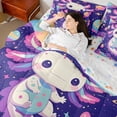 thumbnail image 4 of Manfei Lovely Salamander Axolotl 7 Pieces Bedding Comforter Set,Magic Ocean Animal Full Bedding Set,Purple Galaxy Planet Fitted Sheet Flat Sheet For Children,Breathable Home Decor Reversible, 4 of 8
