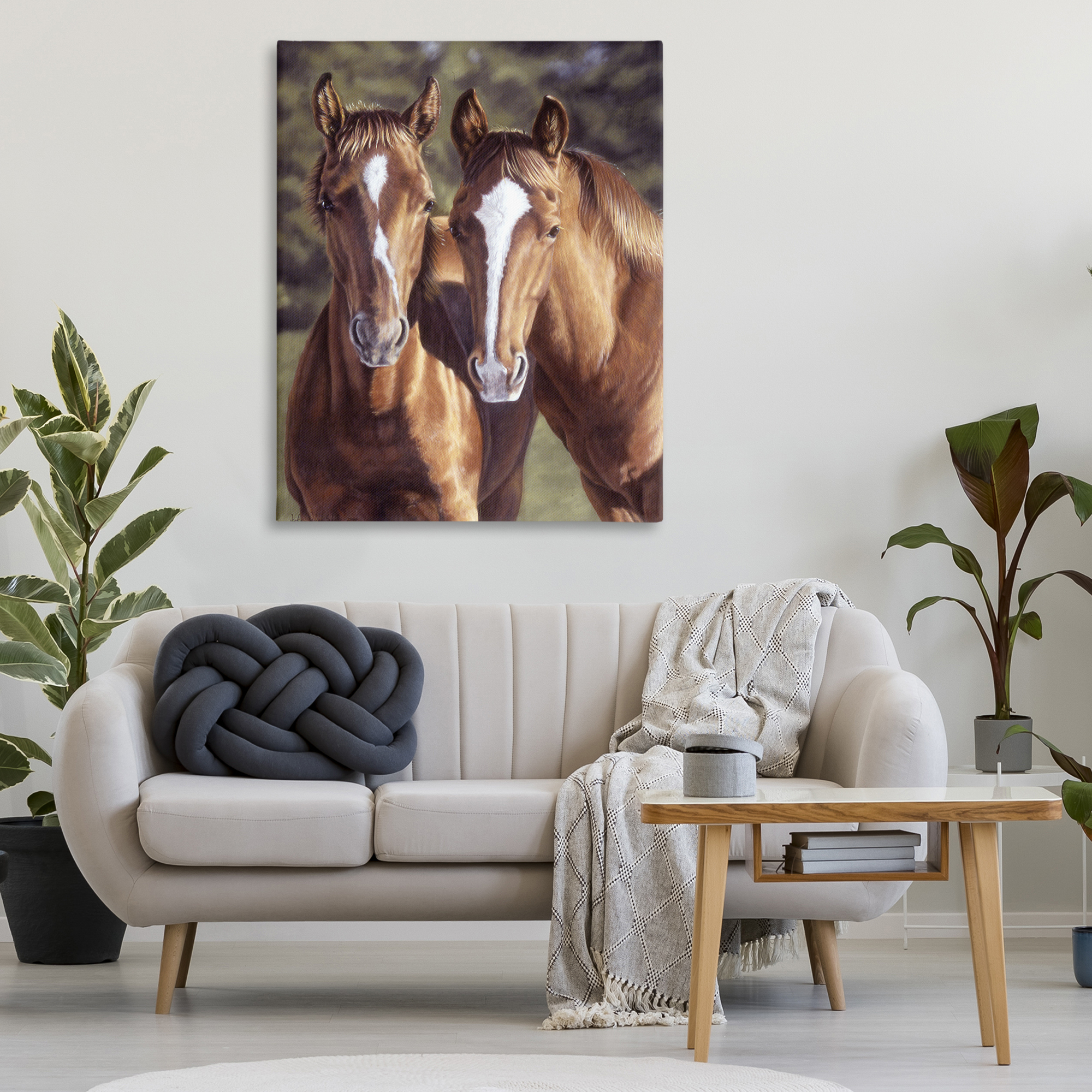 Stupell Industries Brown Horse Pair Animals & Insects Painting Gallery Wrapped Canvas Art Print Wall Art, 36 x 48