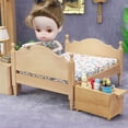thumbnail image 2 of Mueble de casa de muñecas en miniatura, cama de madera a escala 1:12 con ropa de cama, 2 of 3
