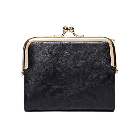 Womens Wallet Small Rfid Ladies Compact Bifold Leather Vintage Coin Purse With Zipper and Kiss Lock