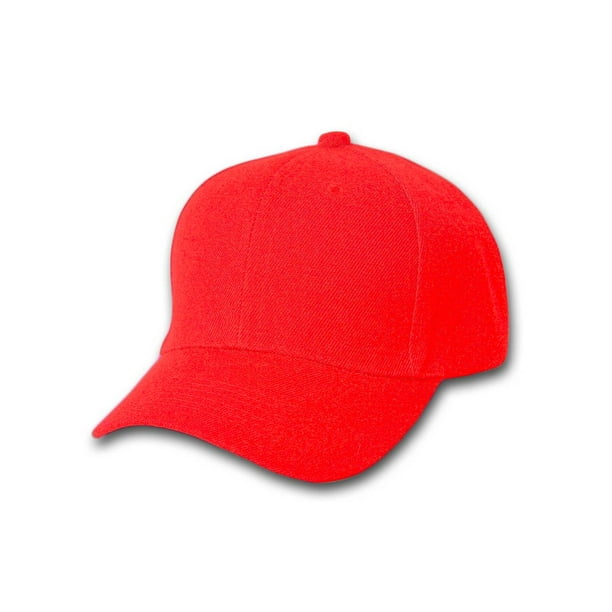 Plain Blank Baseball Hats Adjustable Hook and Loop Closure, Red
