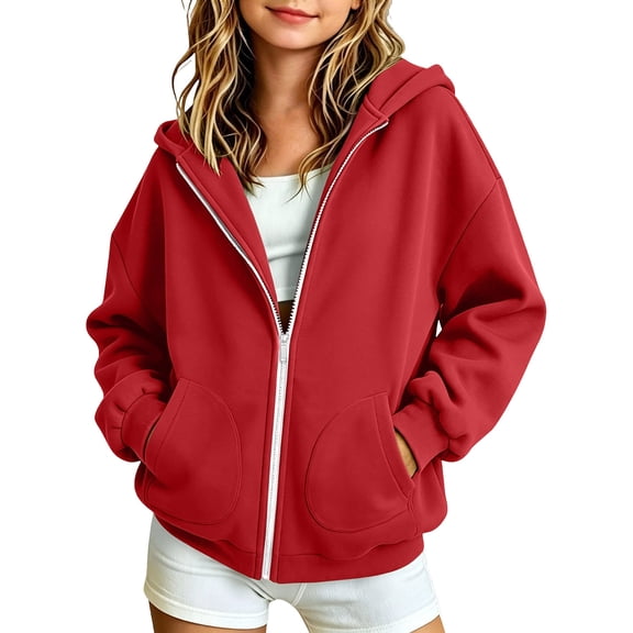 Yutgune Kids Zip Up Hoodie for Boys Girls, Full Zip Long Sleeve Hooded Sweatshirt Jacket with Pocket, Casual Fall Outerwear