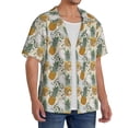 thumbnail image 2 of Rateoe Fruit Pineapples Pattern Men's Short Sleeve Classic Shirt, Casual Short-Sleeved Shirt, Lightweight Summer Shirt, Cuban Collar Shirt,Button-Front Shirt-X-Large, 2 of 5