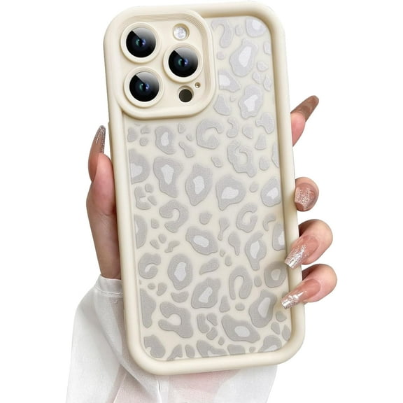 Case for iPhone 15 Pro Leopard Printed Pattern Cute Cheetah Phone Case Soft TPU Shockproof Protective Cover for iPhone 15 Pro 6.1 Inch Grey
