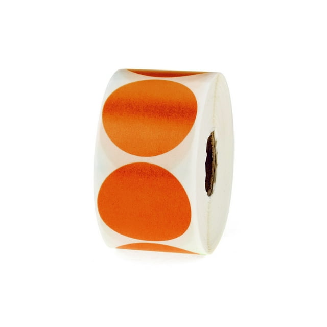 Officeship 600 PCS 1.5" Dia Round Colored Direct Thermal Labels-Orange-1.5 inch/600 pcs