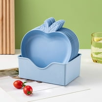 Latrodar 10 Pc Cutlery Set With 6.29 In Food Tray Fruit Snack Bowl Can Be Used In Restaurants Food Shops Dining Halls Etc Blue Durable