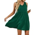 thumbnail image 7 of YouLoveIt Women’s Summer Sleeveless Mini Dress V Neck Casual Loose Flowy Swing Dress Sundress Solid Color Loose Ruffle Tunic Dress Holiday Plain T Shirt Dress, 7 of 7