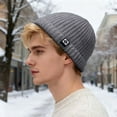 thumbnail image 1 of Beanie for Men Women Cuffed Thick Knitted Winter Beanies (Grey One Size), 1 of 4