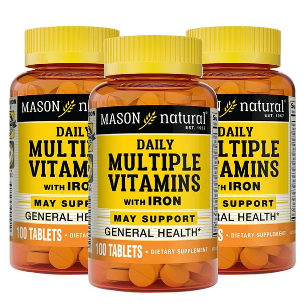 Mason Natural Daily Multiple Vitamins with Iron, Vitamins A, C, D, E