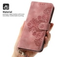thumbnail image 5 of Dteck Flower Pattern Case For iPhone 14 6.1 inch,Magnetic Leather Card Slots Pocket Case Shockproof Rubber Kickstand Cover with Detachable Crossbody and Wrist Straps,Pink, 5 of 9