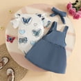 thumbnail image 4 of HCNTES Toddler Girls Summer Outfit Round Neck Short Sleeve Smocked T-shirt Elastic waist Casual Pants 2Pcs Cartoon Print 2PCS Set(L01-Navy,3-6 Months), 4 of 5