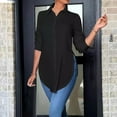 thumbnail image 2 of Long Sleeve Shirts for Women, Women's Collar Neck Button Down Long Sleeve Slit Side Long Shirt Work Blouse Top, 2 of 6