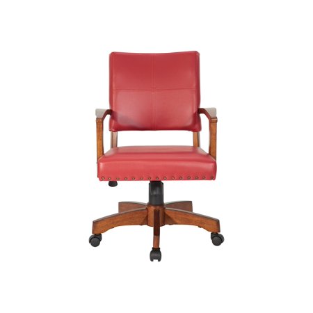 OSP Home Furnishings - Wood Bankers 5-Pointed Star Wood and Steel Office Chair - Red