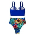 thumbnail image 5 of KaLI_store High Waisted Swimsuits for Women Women's Cheetah Bikini Set High Cut Adjustable Tie Bathing Suit Cutout Two Piece Swimsuit Swimwear Blue,S, 5 of 5