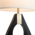 thumbnail image 4 of Pearson Table Lamp - Ebony Wood Weathered Brass White Cotton-Linen Shade, 4 of 11
