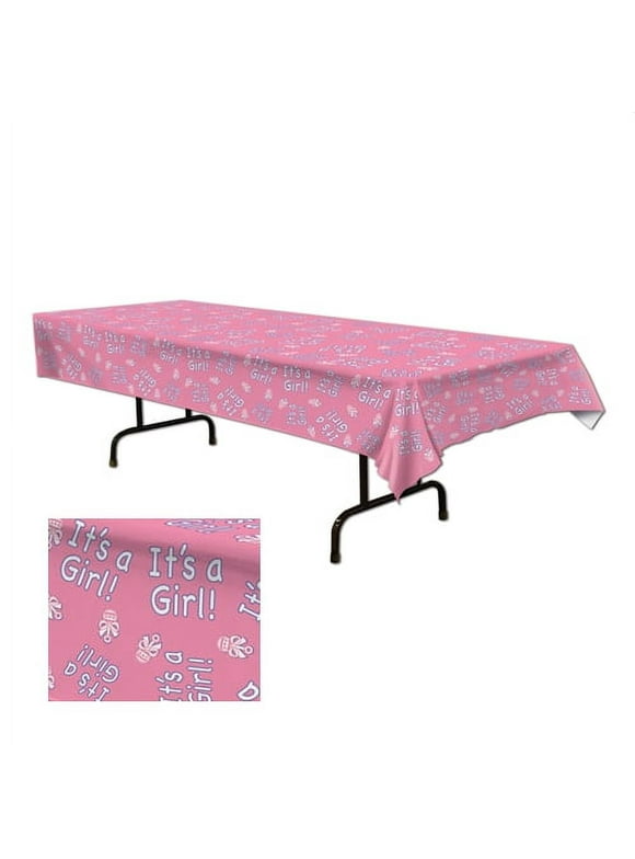 Beistle It's a Girl! Pink Table Cover Baby Shower Decoration, 54-Inches by 108-Inches
