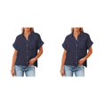 thumbnail image 4 of Sonducket Blusa de manga corta para mujer, camisa básica diaria con botones, para viajes, vacaciones en la playa, moda para mujer, ropa de Type3 NO3, 4 of 6