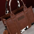 thumbnail image 3 of Wrangler Purse Medium Tote Bags for Women with Card Holder Wallet Designer Satchel Top-handle Handbags, Cow Print-Brown, 3 of 7