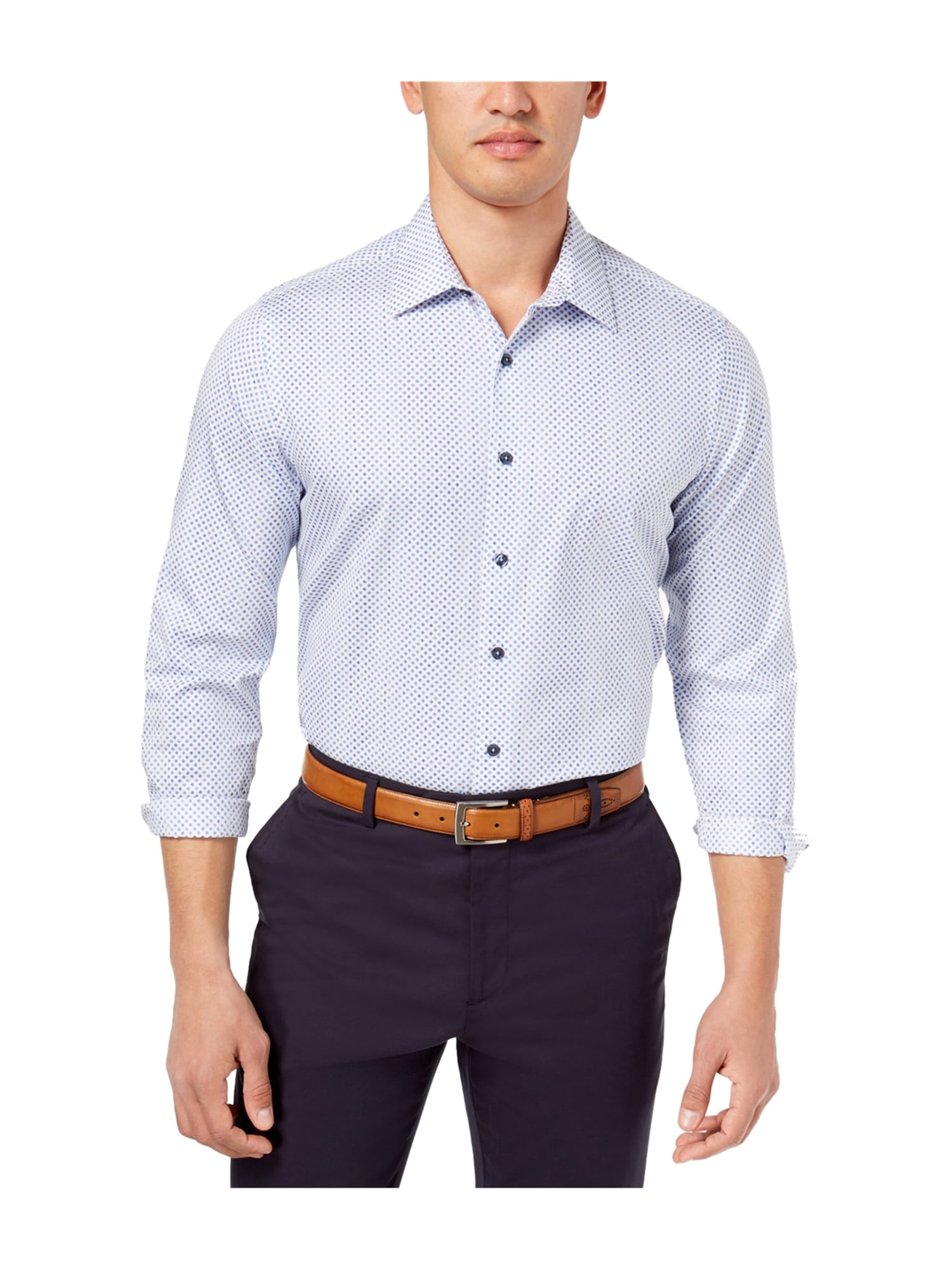Tasso Elba Mens Geo-Print Pocket Shirt Blue Combo Medium