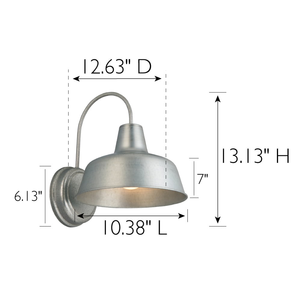 Design House Mason Barn Light Indoor/Outdoor Wall Mount Modern Industrial Farmhouse Wall Light 10-inch, Galvanized Paint