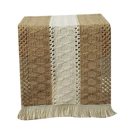 

2 Pack Table Runners Burlap Table Runners With Tassel Tablerunner For Wedding Party Birthday Boho-C-30x140cm