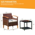 thumbnail image 6 of Homy Grigio 3 Pcs Outdoor Patio Furniture Sets, Outdoor Patio Rattan Chair with Side Coffee Table, Conversation Set Outdoor for Yard Garden Backyard Lawn(Browm), 6 of 7