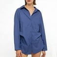 thumbnail image 5 of yillto Womens Oversize Shirts Button down Collared Long Sleeve Tops V Neck Work Casual Tunic Blouse, 5 of 7