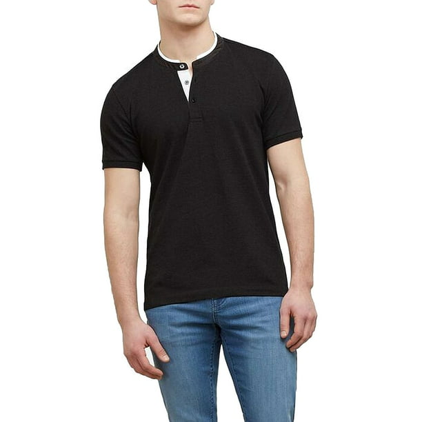 Kenneth Cole - Mens Shirt Medium Banded Collar Short Sleeve M - Walmart ...