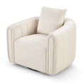 thumbnail image 3 of Bonzy Home Swivel Accent Chair, Modern Velvet Living Room Chair with Pillow, Barrel Chair for Bedroom & Reading Corner (Beige,1 Pack，Fully Assembled ), 3 of 11