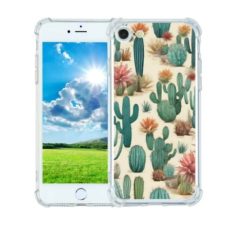Rustic-cactus-desert-designs-5 Phone Case, Designed for iPhone SE 2020 Case Soft TPU for girls boys gift,Shockproof Phone Cover