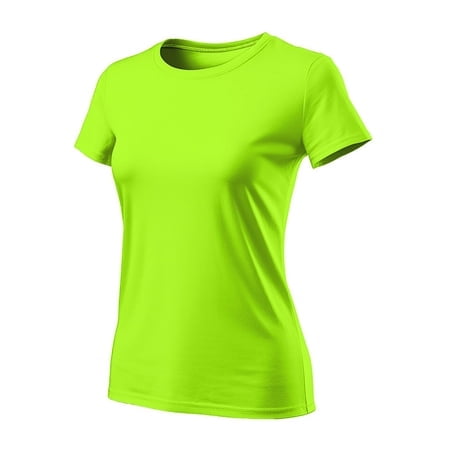 Womens Neon Athletic High Visibility Performance Yoga Shirt Casual Short Sleeve Green T Shirt for Women (XL)