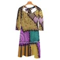 thumbnail image 4 of Patchwork Élégant Robe Douce Femmes Coréenne Kawaii Col Carré Robe Ragdoll Rags Patchwork, 4 of 5