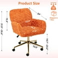 thumbnail image 4 of PORKISS Vanity Chair with Back, Home Office Chair, Ergonomic Home Desk Chair with Artificial Rabbit Hair, Adjustable Swivel Task Computer Chair with Arm, Wheels, Orange, 4 of 10