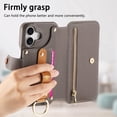 thumbnail image 4 of ELEHOLD Case for iPhone 16 Plus, RFID Blocking Zipper Leather Wallet Stand Case with Card Slot & Wrist Strap & Ring Holder,Gray, 4 of 10