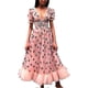 thumbnail image 1 of Women's Fashion Strawberry Print Deep V Short Sleeve Mesh Cocktail Party Dress, 1 of 4